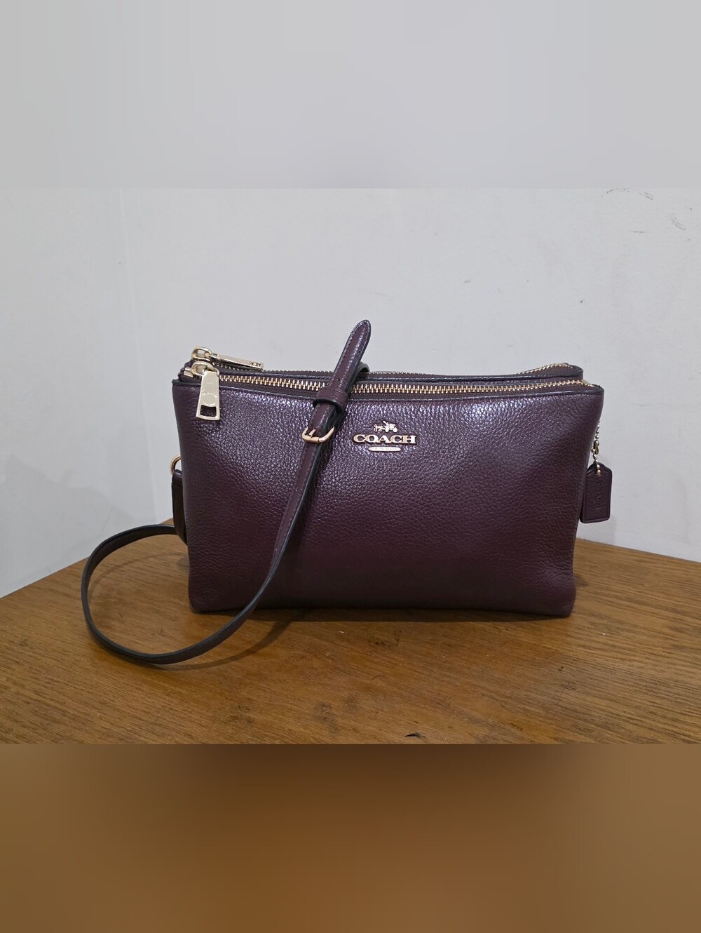 Coach Burgundy Pebbled Leather Crossbody Bag